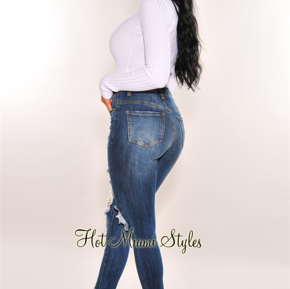 Hot Miami Styles Dark Jeans Skinny Size 13